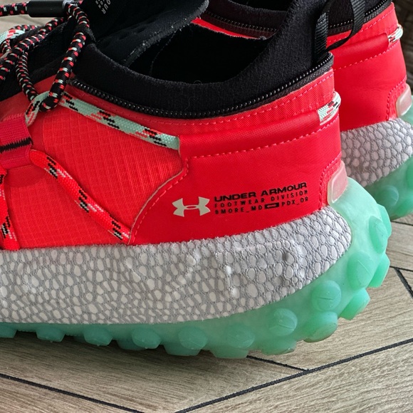 Under Armour Hovr Fat Tire Neon Red and Black Athletic Shoes - Picture 5 of 15